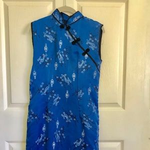 Vintage Asian custom made sleeveless dress .